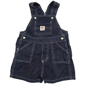 Baby Gap Navy Blue Cotton Shortall Overalls American Flag Logo 6-12 VTG 2003